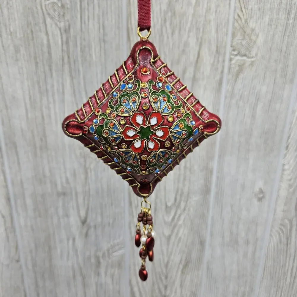 Cloisonne Jeweled‎ Ornament Hanging Decor Ethnic Floral Boho Holiday Christmas